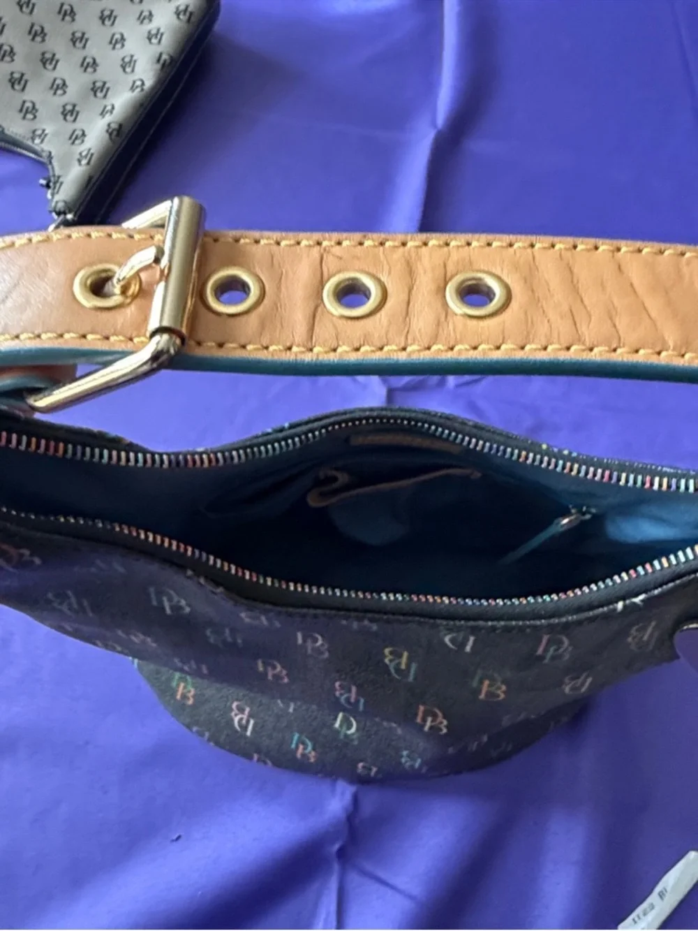 Dooney & Bourke Color Monogram Hobo Bucket Bag with Heart Charm